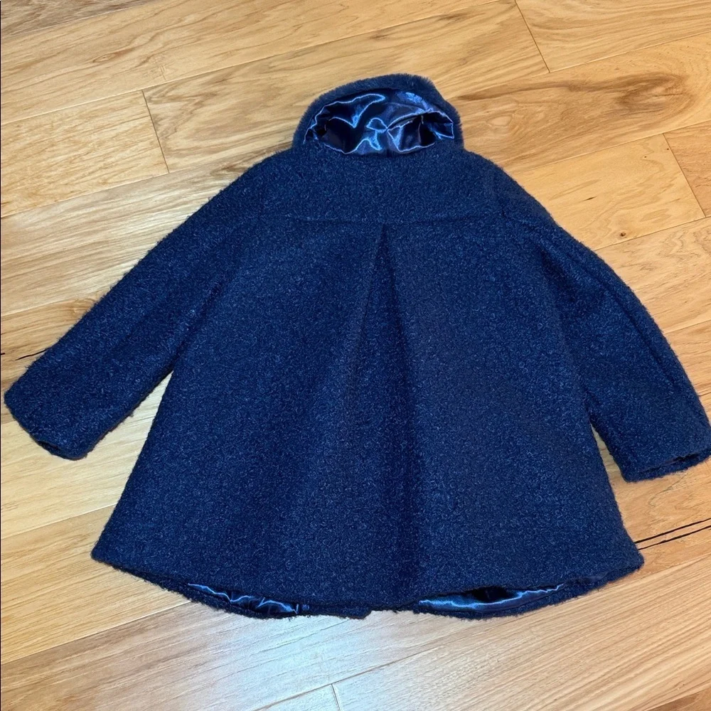 Tahari Textured Pea Coat with Faux Fur Collar